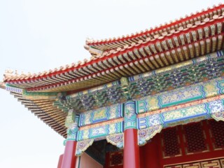Décoration des toits de la Cité Interdite à Pékin, en Chine