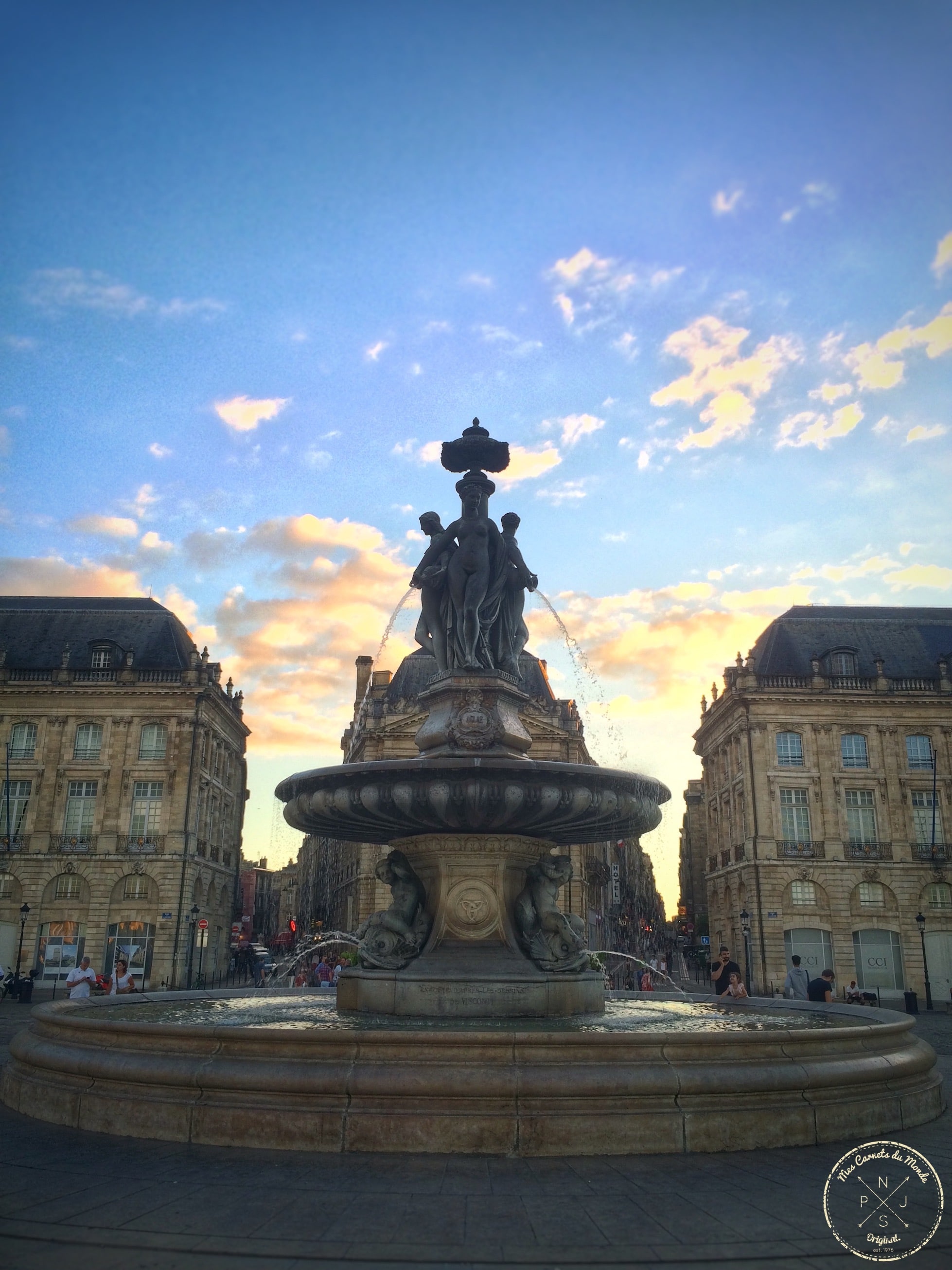 La fontaine des 3 grâces à Bordeaux, avant le Marathon de Bordeaux
