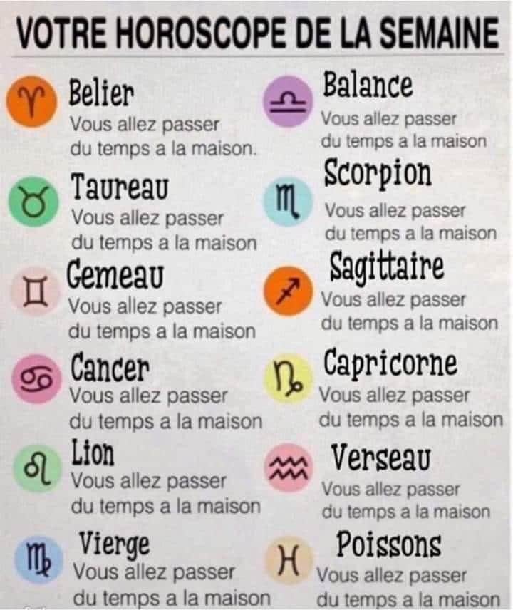 Horoscope de la semaine - Confinement Coronavirus 2020
