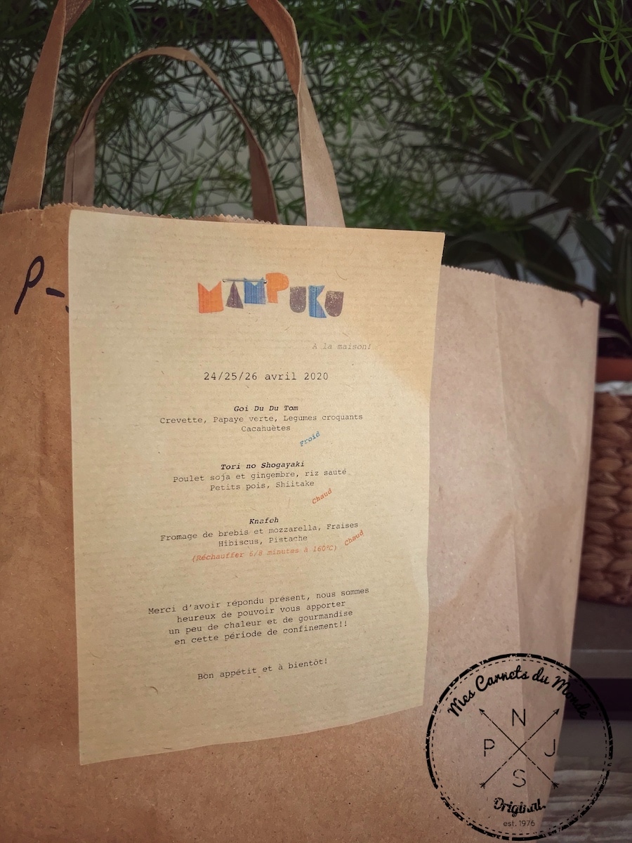 Menu Grab and Go Restaurant Mampuku Bordeaux - Confinement avril 2020 - Coronavirus - Mes Carnets du Monde