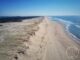 Dune de sable, océan et dune du pila vue aérienne drone